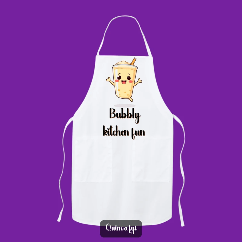 Funny Quinoa Drink Apron, Smiley Face Chef Wear, Joyful Leap Kitchen Fun, Great Funny Gift