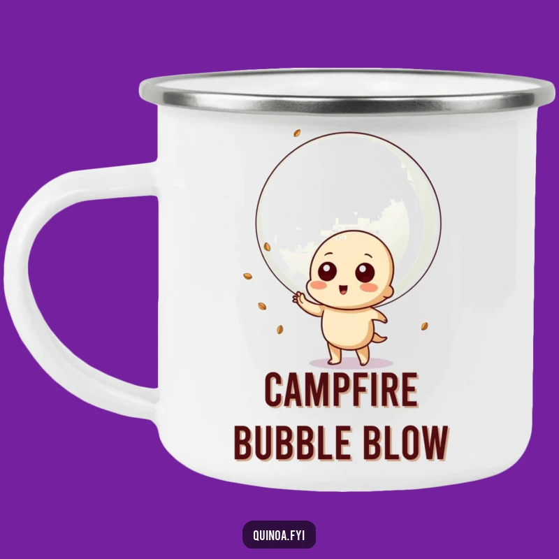 Funny Quinoa Bubble Camping Mug - Playful Character for Outdoor Fun