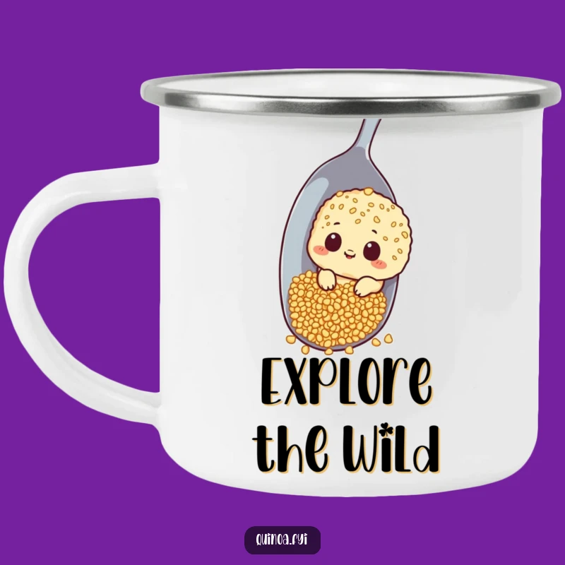 Funny Curious Quinoa Camping Mug: Discover Your Drink with This Hilarious Outdoor Companion