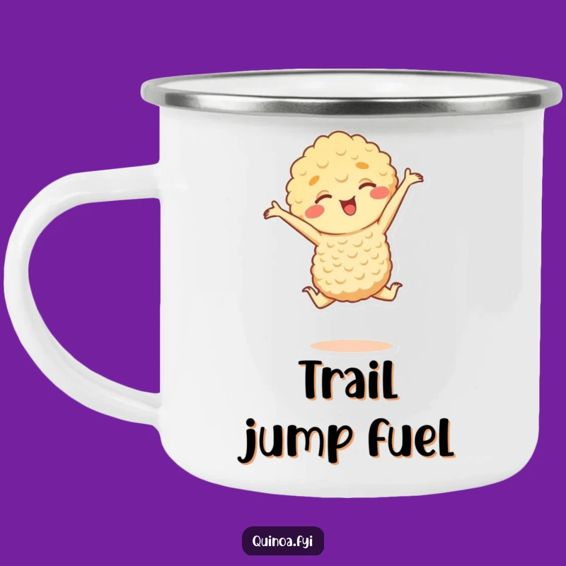 Funny Quinoa Leap Camping Mug: Adventure Fuelled by Healthy Humor