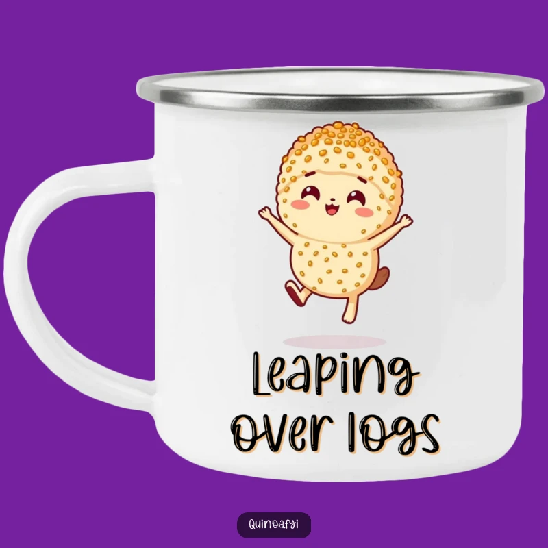 Funny Leaping Quinoa Camp Mug: Energy for Outdoor Meals