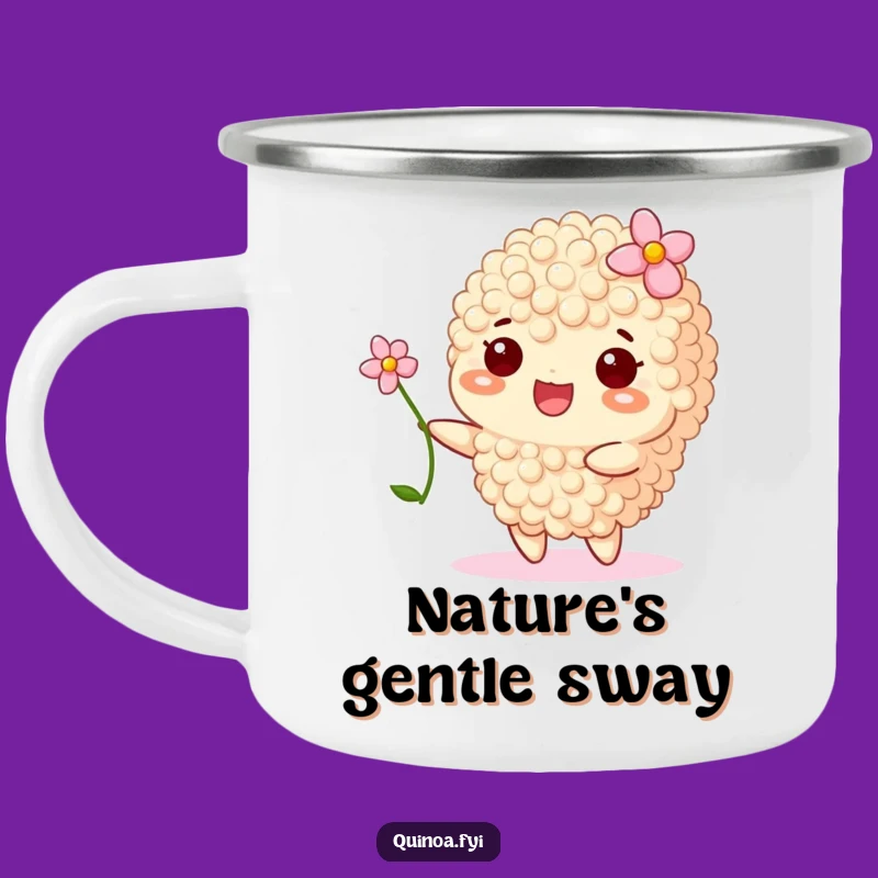 Funny Happy Quinoa Flower Camping Mug - Outdoor Serenity & Cheer