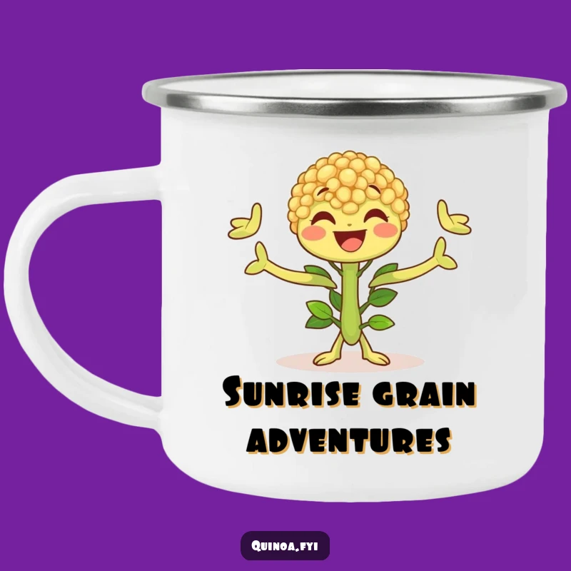 Funny Quinoa Plant Camping Mug - Outdoorsy Joyful Character, Gift