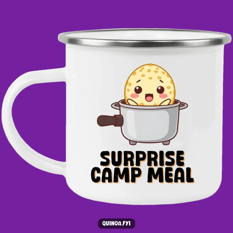 Funny Surprised Quinoa Pot Camping Mug - Outdoor Kitchen Humor Gift