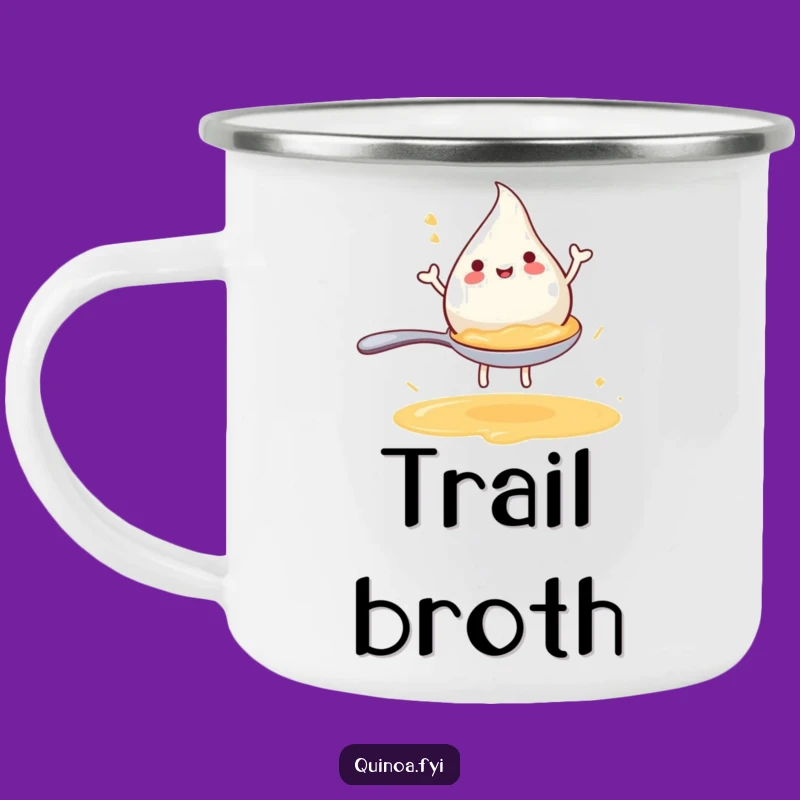 Funny Broth Droplet Camping Mug - Joyful Spoon Rider for Outdoor Sips