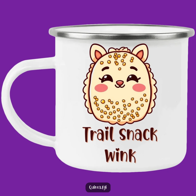 Funny Quinoa Bar Wink Camping Mug: Cheerful Treat, Outdoor Humor, Perfect Funny Gift