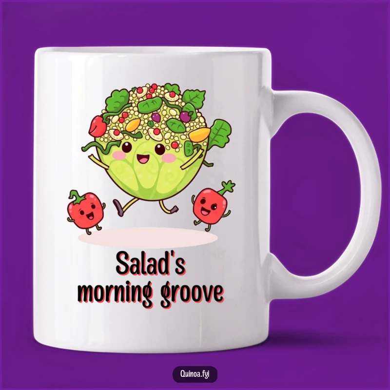 Funny Dancing Quinoa Salad Mug - Hilarious Healthy Food Party Gift