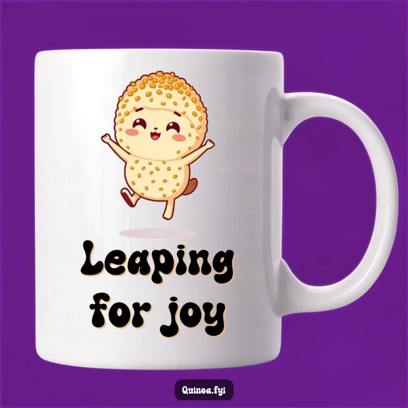 Funny Leaping Quinoa Serving Mug: Energetic Healthy Food Gift