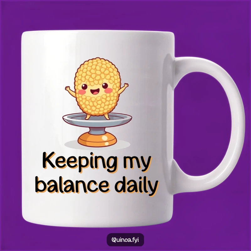Funny Quinoa Balance Mug: Happy Grain Character, Perfect Humorous Gift for Plate Spinners