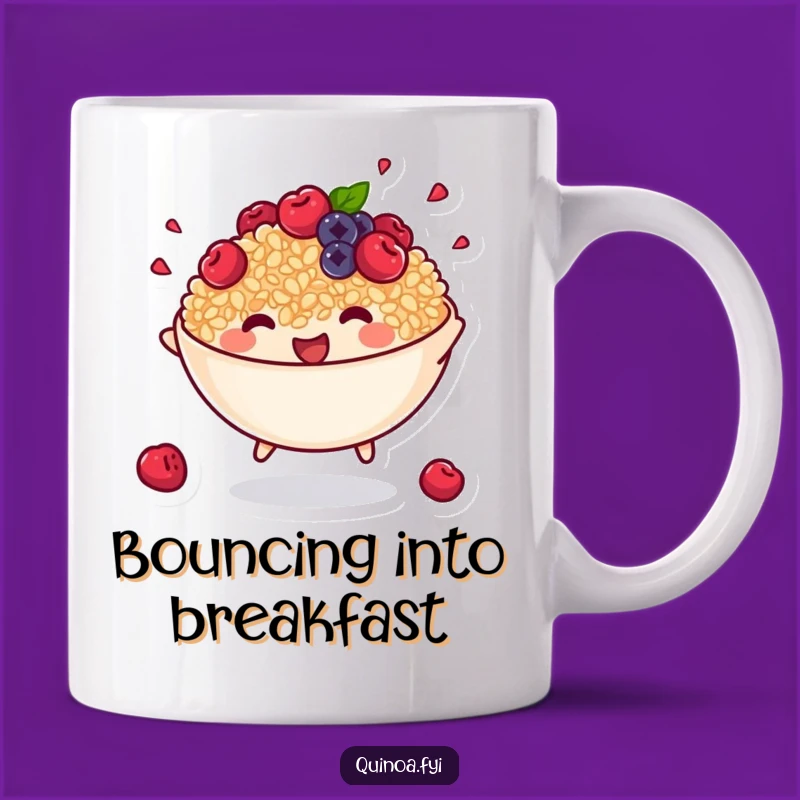 Funny Quinoa Bowl Bouncing Mug: Energetic Berry Treat Gift