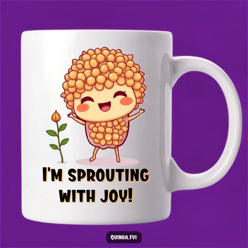 Funny Quinoa Dance Mug: Joyful Veggie Character Doing a Silly Dance, Perfect Funny Gift