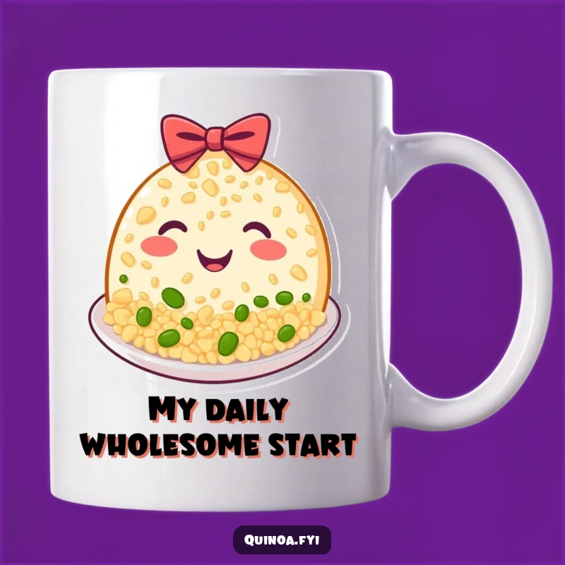 Funny Quinoa Plate Grin Mug, Beaming Bow Design, Perfect Funny Gift for Foodies and Celebrators