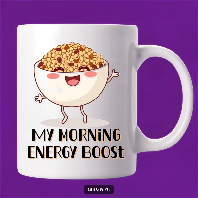 Funny Quinoa Jig Mug: Joyful Bowl Character, Perfect Humorous Gift for Foodies