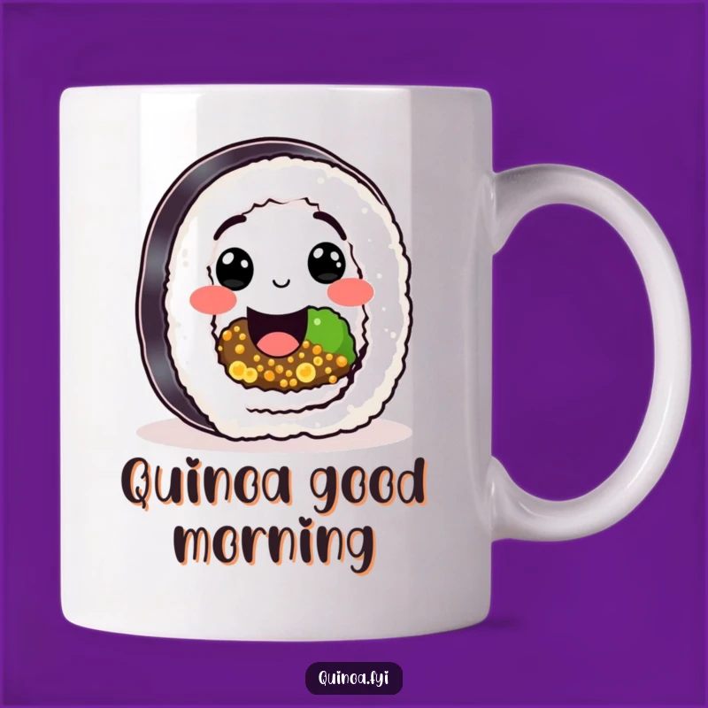 Funny Sushi Quinoa Roll Mug: Happy Character's Healthy Smile Delight Gift