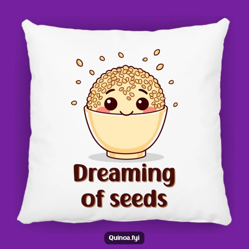 Funny Quinoa Juggling Seeds Pillow - Cozy and Hilarious Healthy Foodie Decor