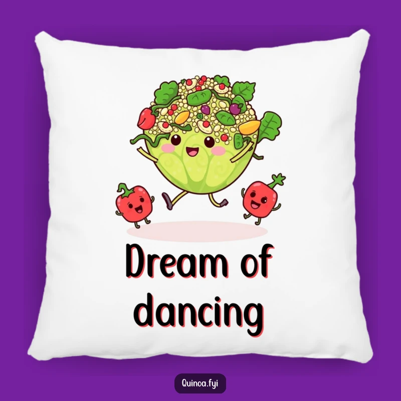 Funny Dancing Quinoa Salad Pillow - Comfy & Cheerful Foodie Decor
