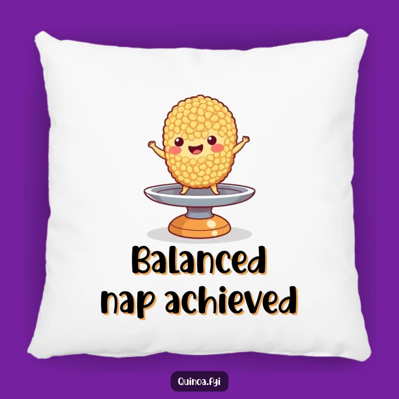 Funny Quinoa Balance Pillow: Cozy Grain Character Decor, Humorous Comfort for All
