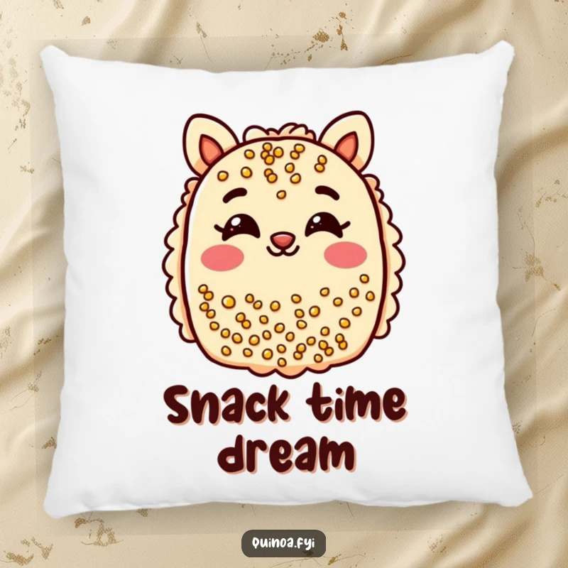 Funny quinoa bar pillow showing a cheerful bar with smiling eyes playfully winking.