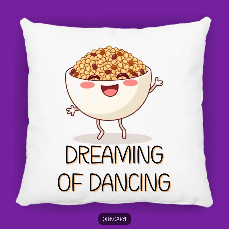 Funny Quinoa Jig Pillow: Cozy Bowl Character Decor, Humorous Comfort for Foodies