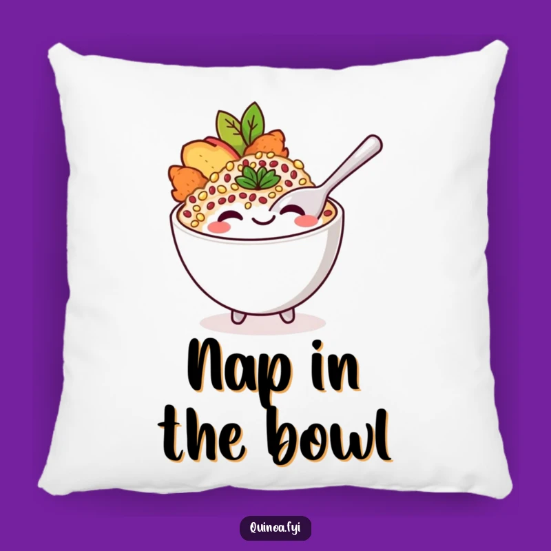 Funny Quinoa Bowl Pillow: Comfy Cheer for Your Kitchen
