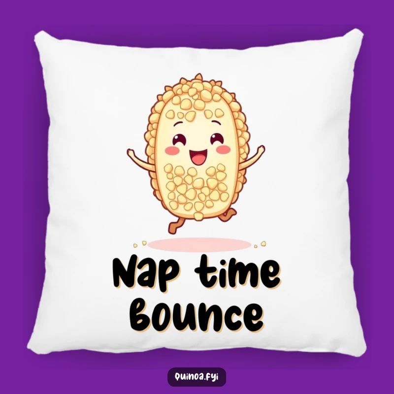 Funny Quinoa Hop Pillow: Cozy Comfort with a Joyful Grain Character Accent