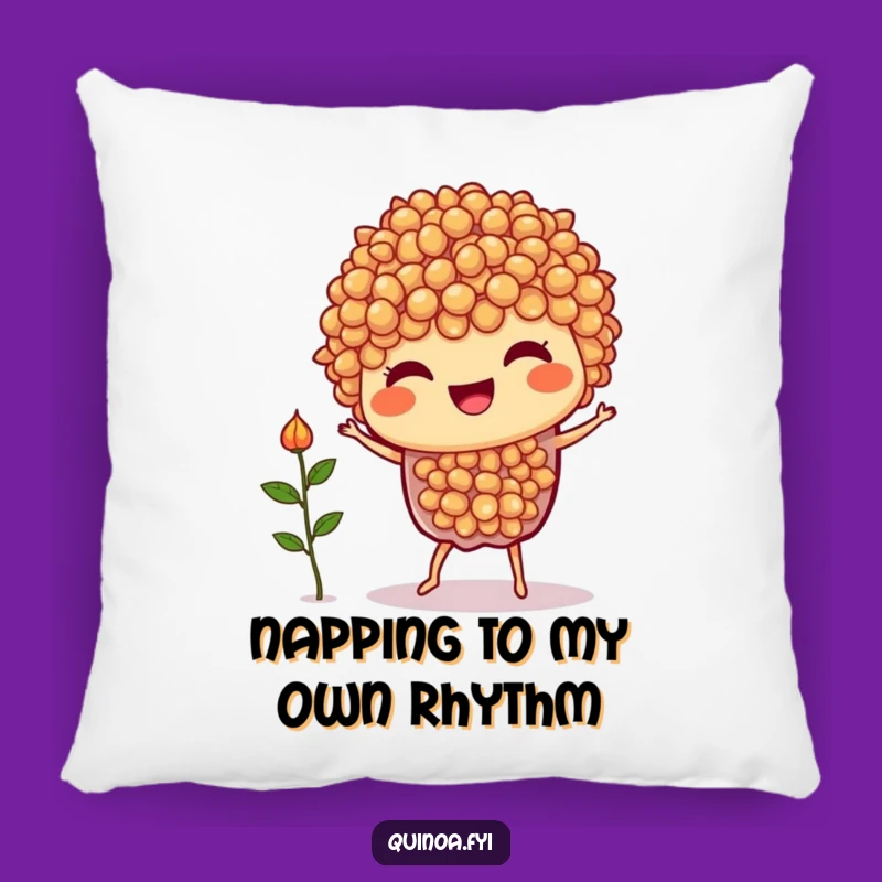 Funny Quinoa Dance Pillow: Soft Cushion with a Silly Veggie Character for Cozy Laughs