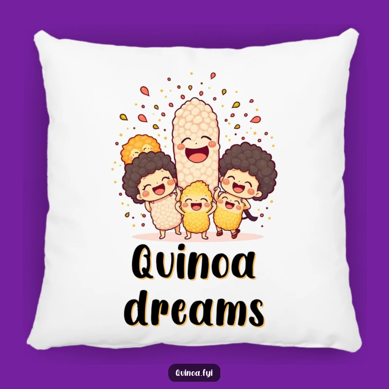Funny Quinoa Explosion Pillow: Cozy Comfort with Laughing Grains