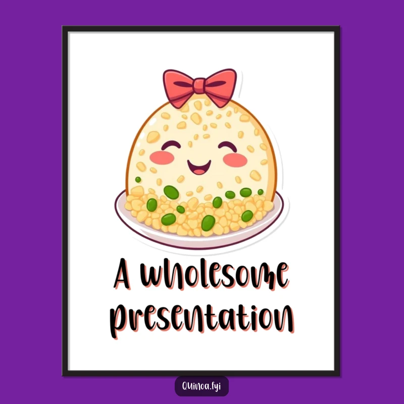 Funny Quinoa Plate Digital Art, Beaming Grin Bow, Instant Decor, Unique Funny Gift