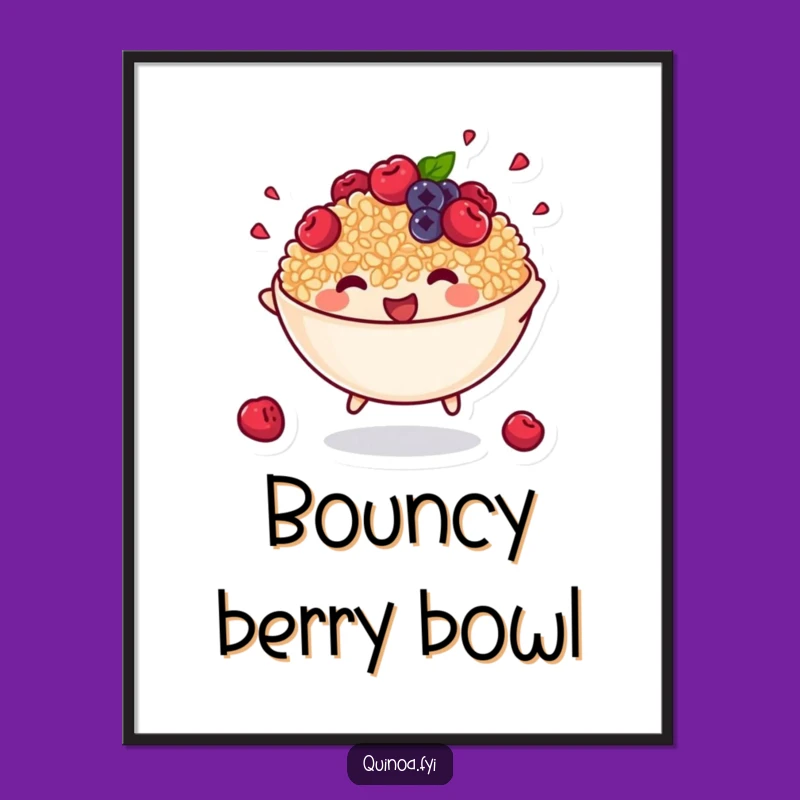 Funny Quinoa Bowl Bouncing Digital Art: Energetic Scene Gift