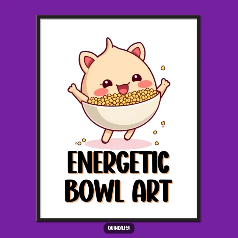 Funny Bouncing Quinoa Bowl Digital Print: Instant Energy Art, Hilarious Gift