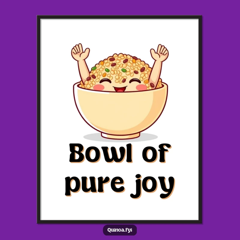 Funny Quinoa Bowl Digital Art: Celebration Pose, Instant Funny Gift