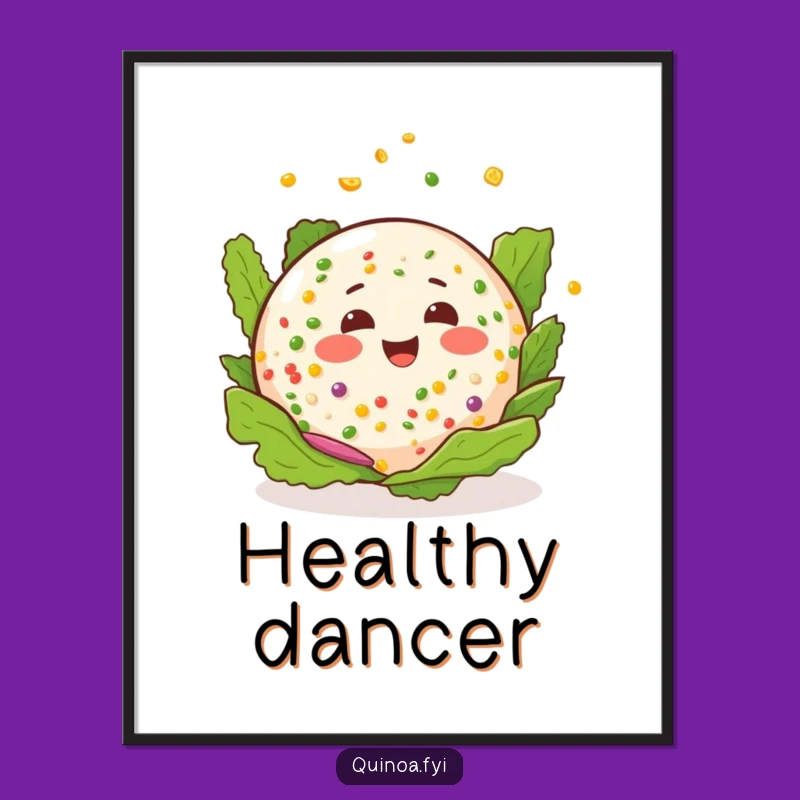 Funny Quinoa Salad Spin Digital Print: Happy Expression, Healthy Art, Perfect Funny Gift