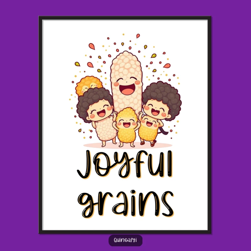 Funny Quinoa Explosion Digital Art: Joyful Foodie Decor Print