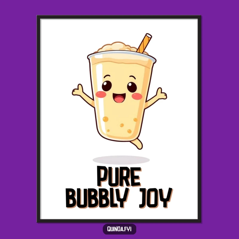 Funny Quinoa Drink Digital Art, Joyful Leap Smiley Face, Vibrant Wall Decor, Instant Funny Gift