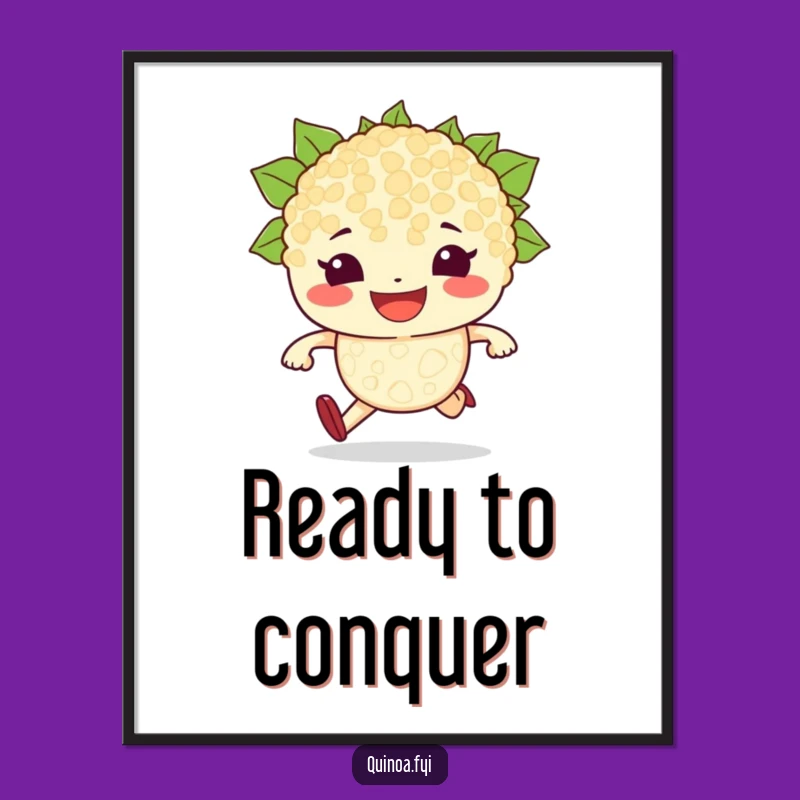 Funny Quinoa Race Digital Art: Determined Grain Character for Motivational Decor