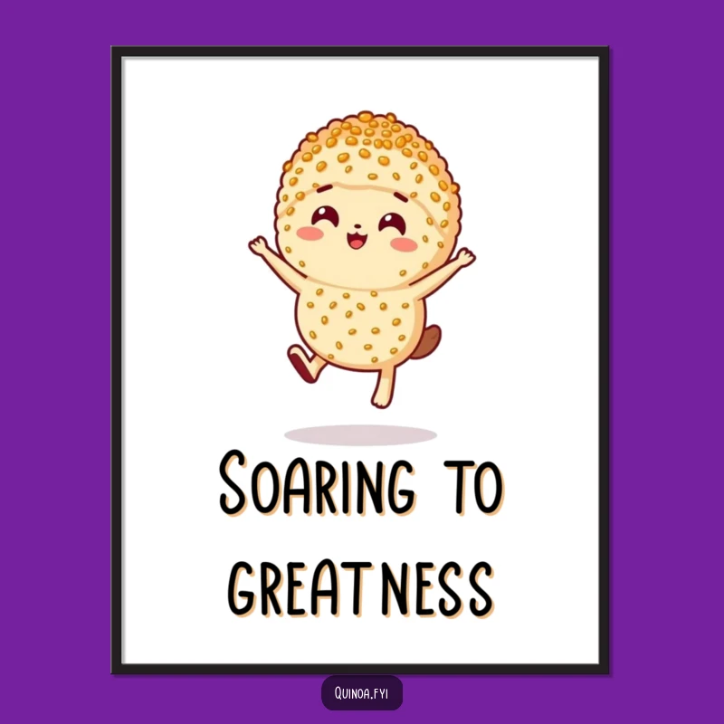 Funny Leaping Quinoa Digital Print: Whimsical Health Art