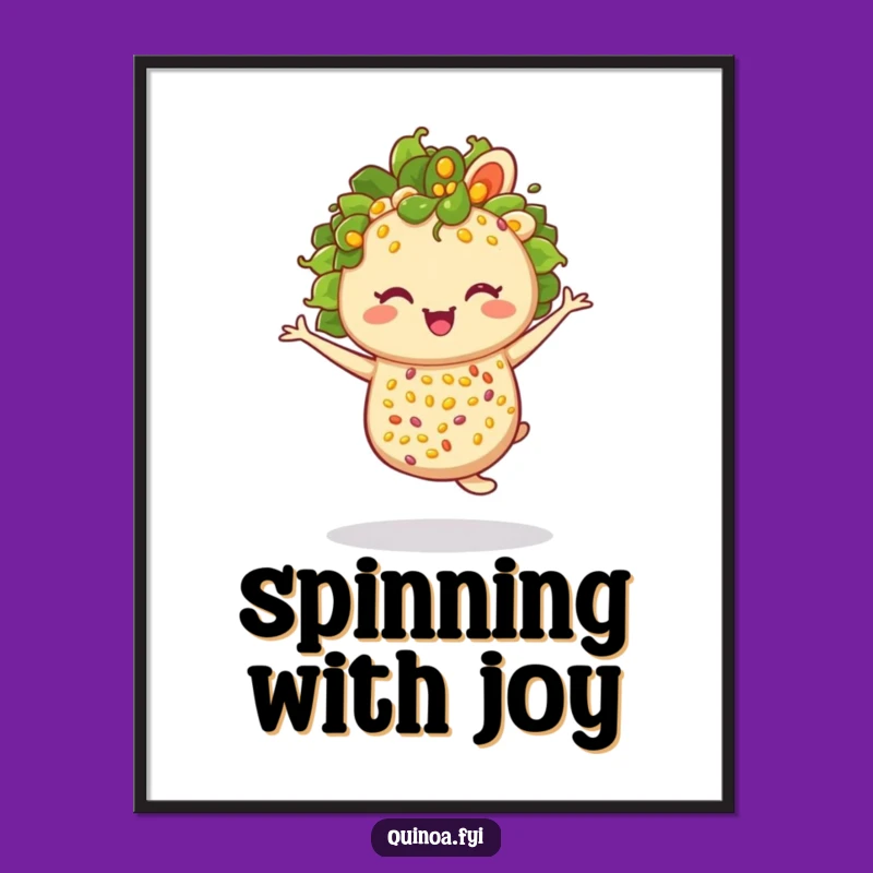Funny Twirling Quinoa Salad Digital Print: Whimsical Food Art