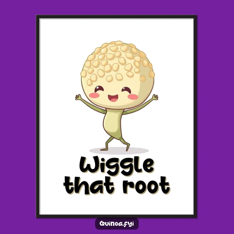 Funny Quinoa Sprout Digital Art - Dancing Character, Wiggling Roots Print