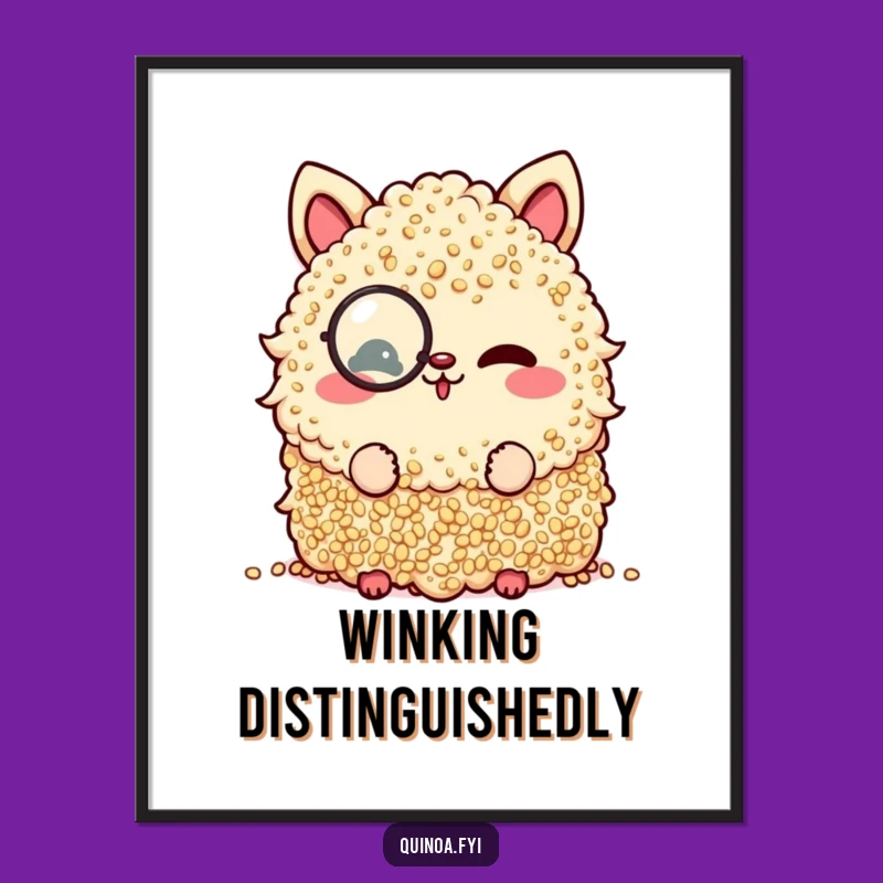 Funny Quinoa Monocle Wink Digital Print: Add Sophisticated Wit to Your Walls!