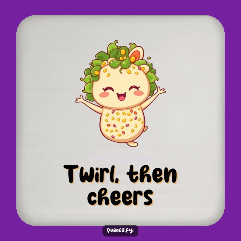 Funny Twirling Quinoa Salad Coaster: Protect Surfaces with Style