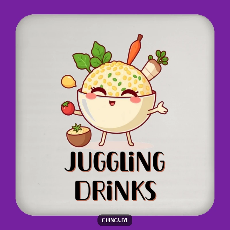 Funny Quinoa Juggler Coasters: Kitchen Multitasking Humor
