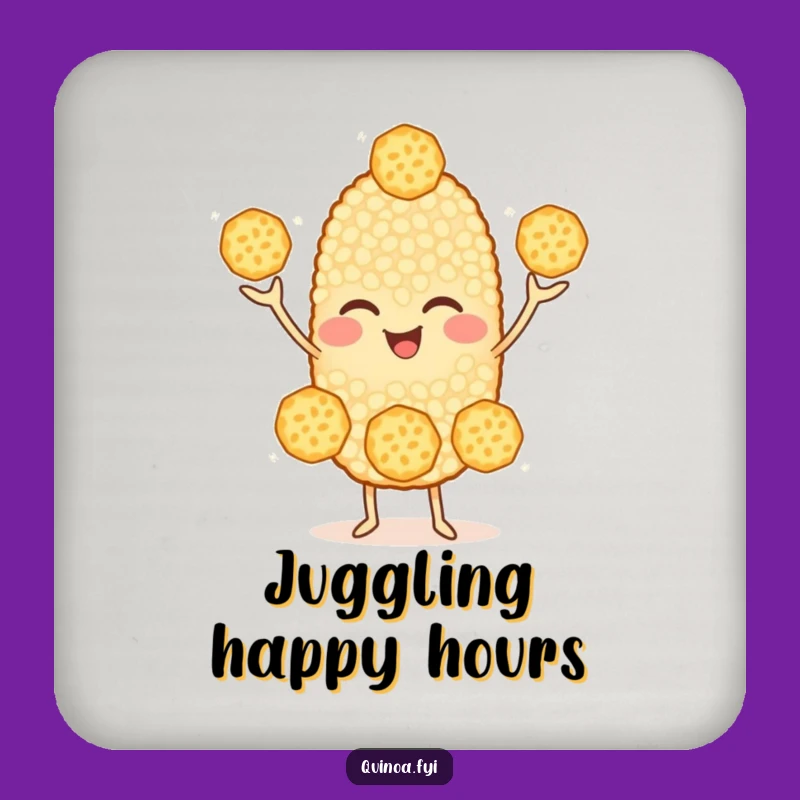 Funny Quinoa Juggling Coaster: Protect Surfaces with this Skillful Foodie Character