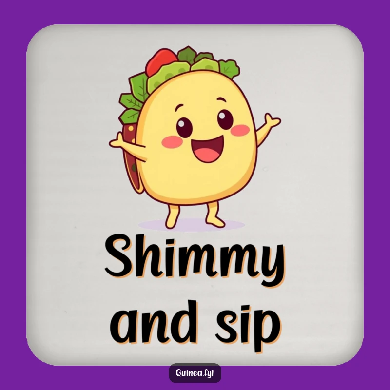 Funny Taco Quinoa Coaster: Protect Surfaces with this Festive Foodie Character