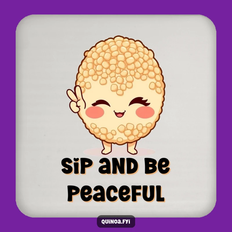 Funny Quinoa Peace Sign Coaster - Protect Surfaces with Healthy Humor