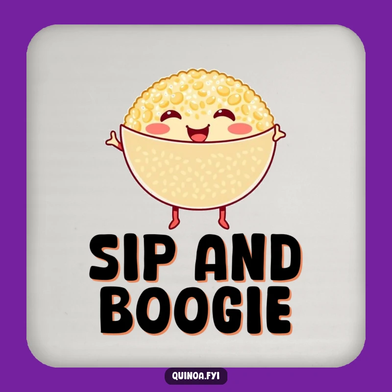 Funny Dancing Quinoa Bowl Drink Coaster - Protect Surfaces with Foodie Flair