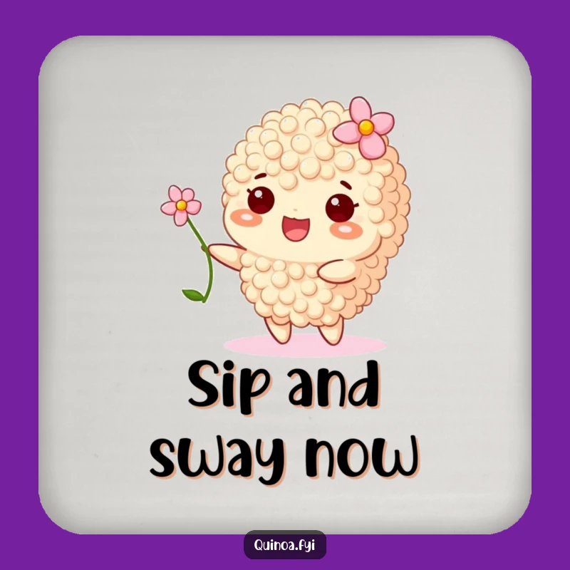 Funny Happy Quinoa Flower Coaster - Protect Surfaces with Gentle Humor