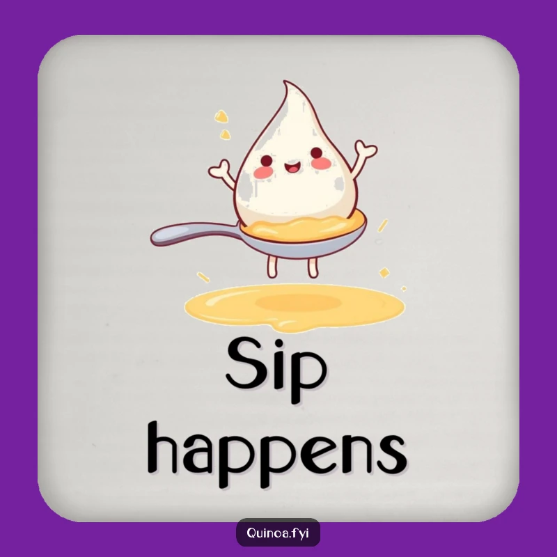 Funny Broth Droplet Coaster - Protect Surfaces with Spoon-Riding Charm