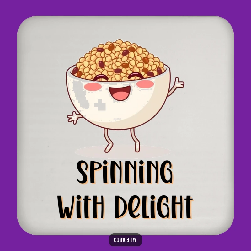 Funny Quinoa Jig Coaster: Protect Surfaces with this Dancing Bowl Character