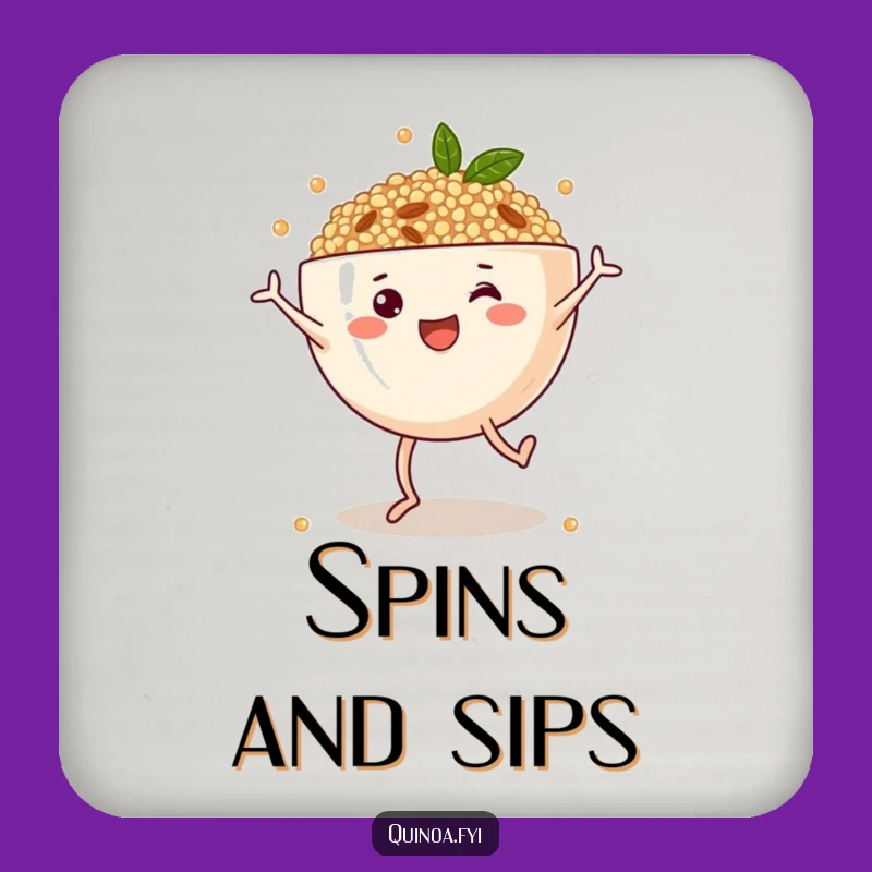 Funny Quinoa Bowl Cartwheel Drink Coaster - Protect Surfaces Hilariously