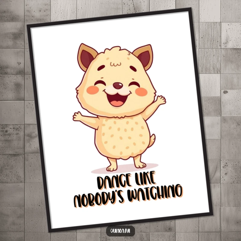 Funny Quinoa Poster showcasing a grinning anthropomorphic quinoa blend captured in a dynamic, happy dance, celebrating healthy eating with zest.